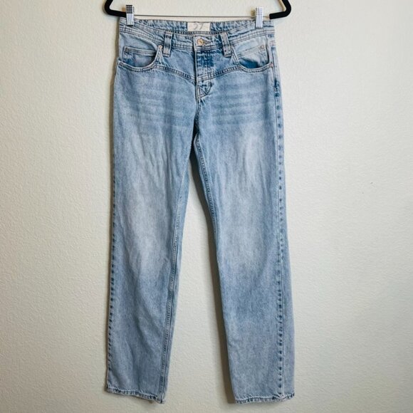 We The Free Denim - We The Free Blue Light Wash Button Fly Straight Leg Denim Jeans | Size 27